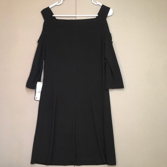 MSK Women's Cold Shoulder Rhinestone Shift Dress Black Size Medium - Picture 8 of 12